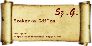 Szekerka Géza névjegykártya